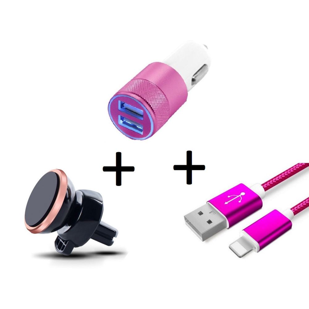 Shot - Pack Voiture pour IPOD Nano (Cable Chargeur Metal Lightning + Double Adaptateur Allume Cigare + Support Magnetique) - Batterie téléphone