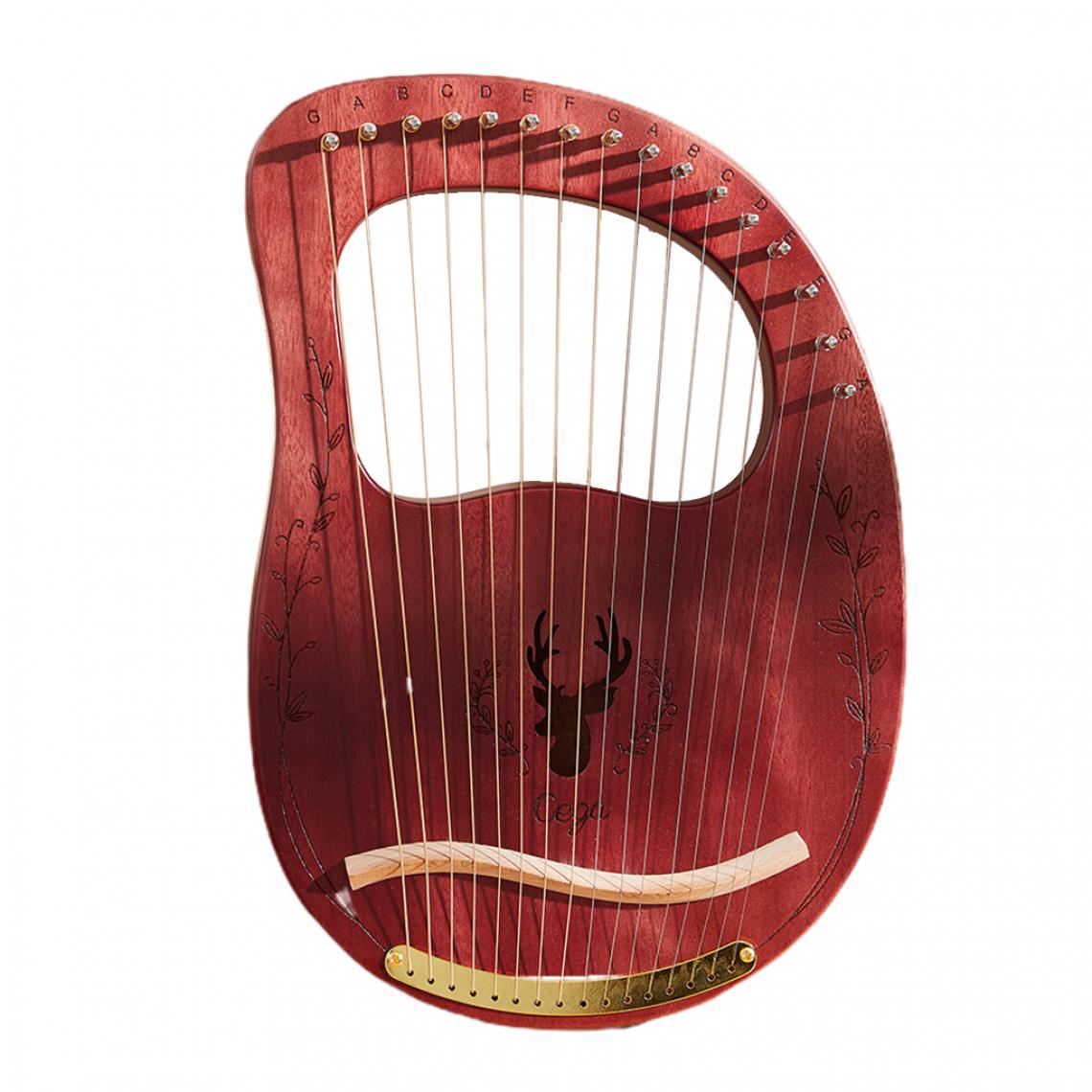 marque generique - Acajou Single Board Lyre Harp Metal 16 Cordes Avec Clé & Sac Café - Accordéons chromatiques