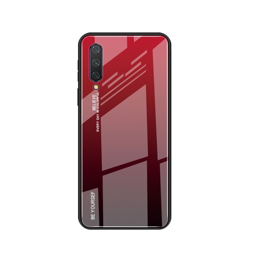 Wewoo - Coque Pour Xiaomi Mi CC9 Gradient Color Glass Case Rouge - Coque, étui smartphone