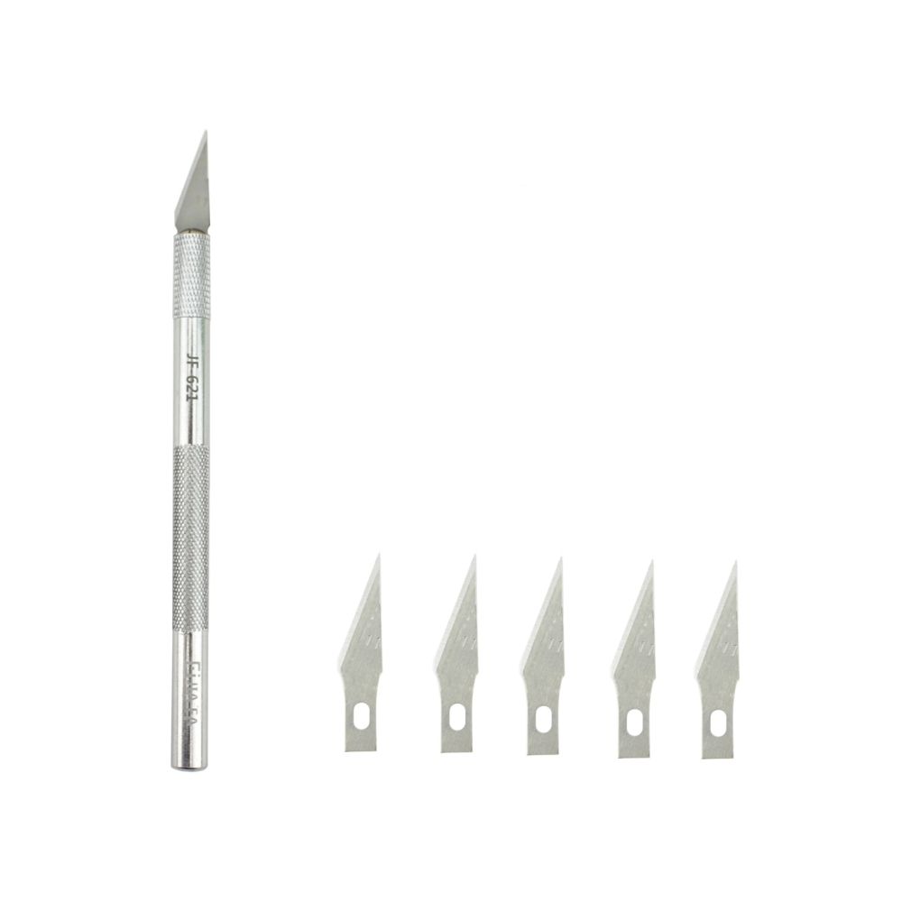 Wewoo - Cutter Scalpel argent JF-621 couteau à découper en métal professionnel outil de réparation de téléphone mobile avec 6 lames - Autres accessoires smartphone