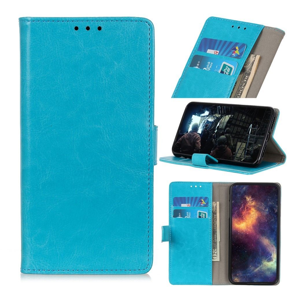 marque generique - Etui en PU crazy horse avec support bleu pour votre Samsung Galaxy A20e - Coque, étui smartphone