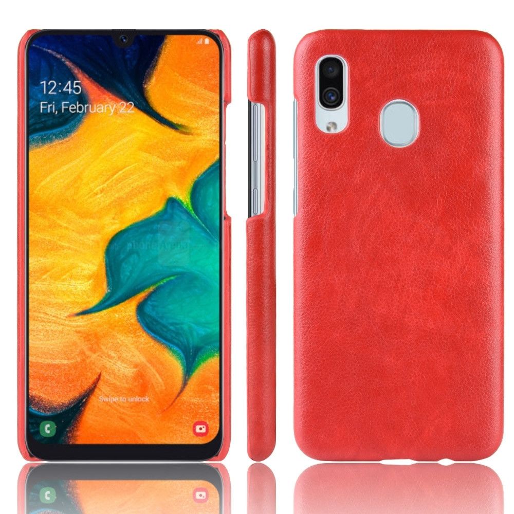 Wewoo - Coque Rigide antichoc Litchi PC + PU pour Galaxy A20e rouge - Coque, étui smartphone