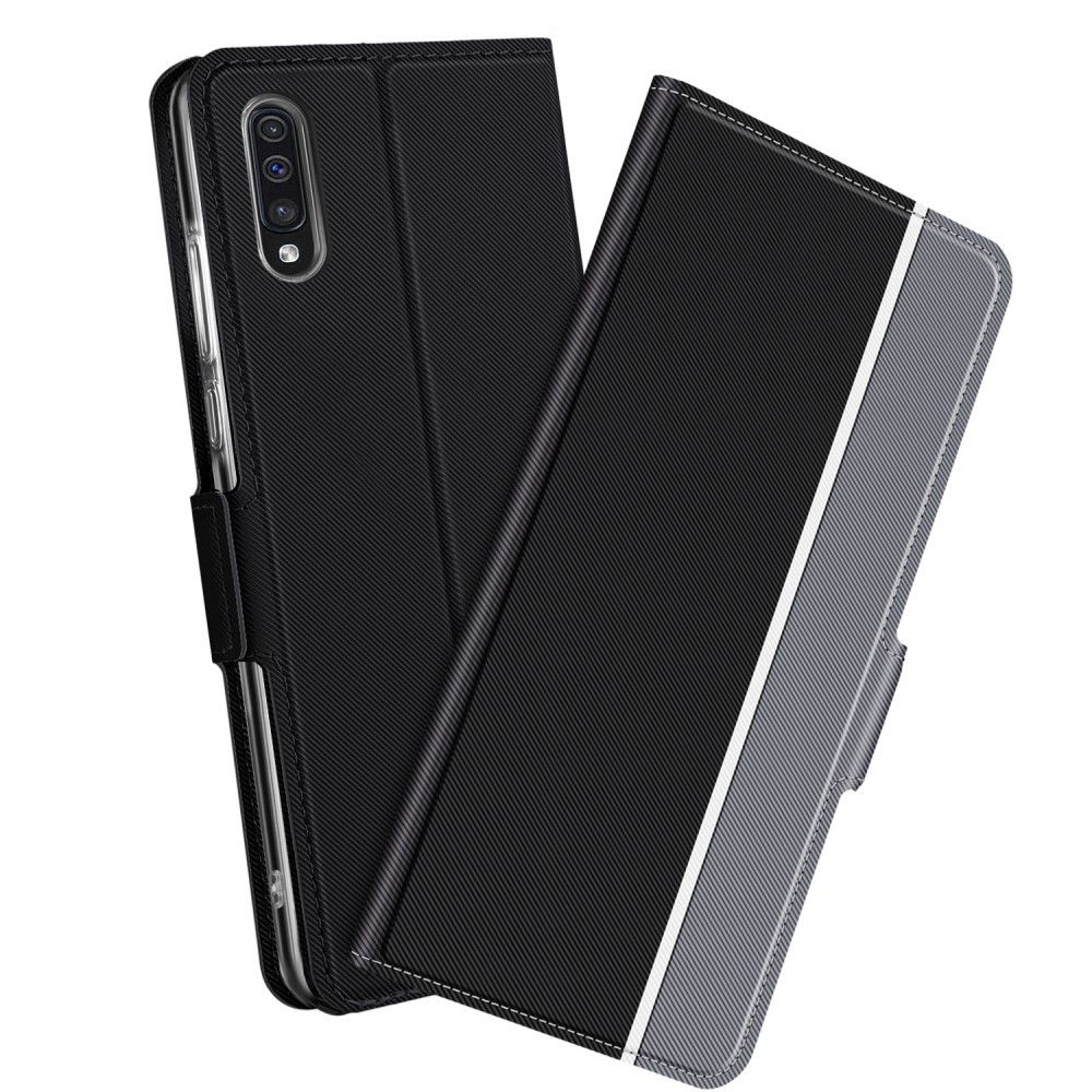 marque generique - Etui en PU adsorption magnétique avec deux porte-cartes noir pour votre Samsung Galaxy A50 - Coque, étui smartphone