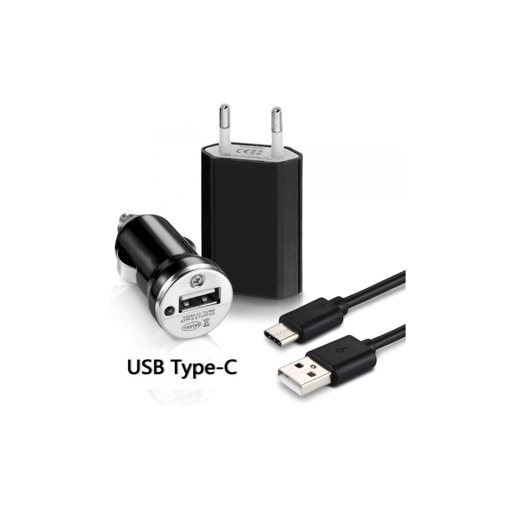 Karylax - Chargeur Secteur Voiture Câble USB Type C Noir pour OnePlus 6 - Support téléphone pour voiture