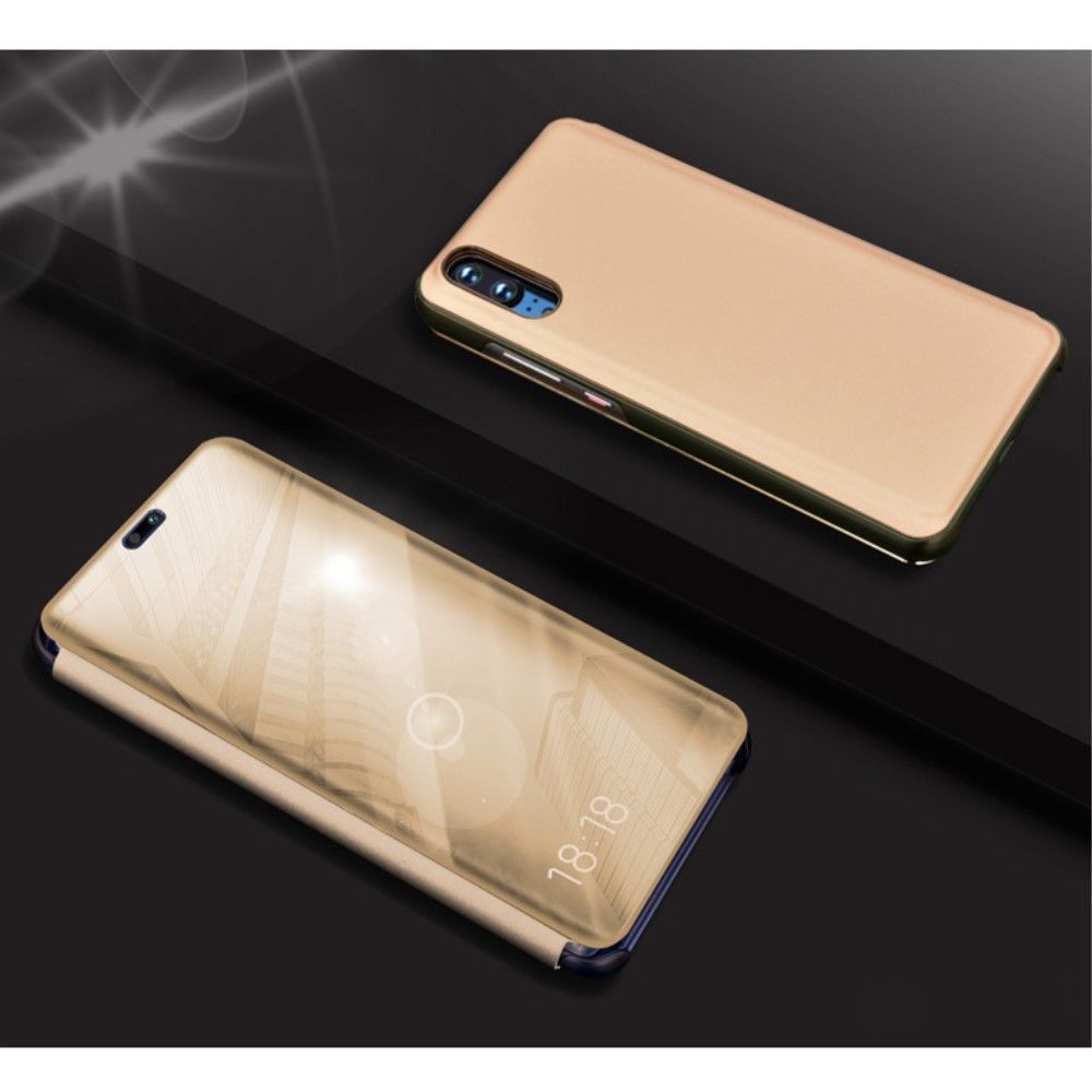 marque generique - Etui en PU  surface miroir d'or fenêtre d'affichage pour Huawei P20 - Autres accessoires smartphone