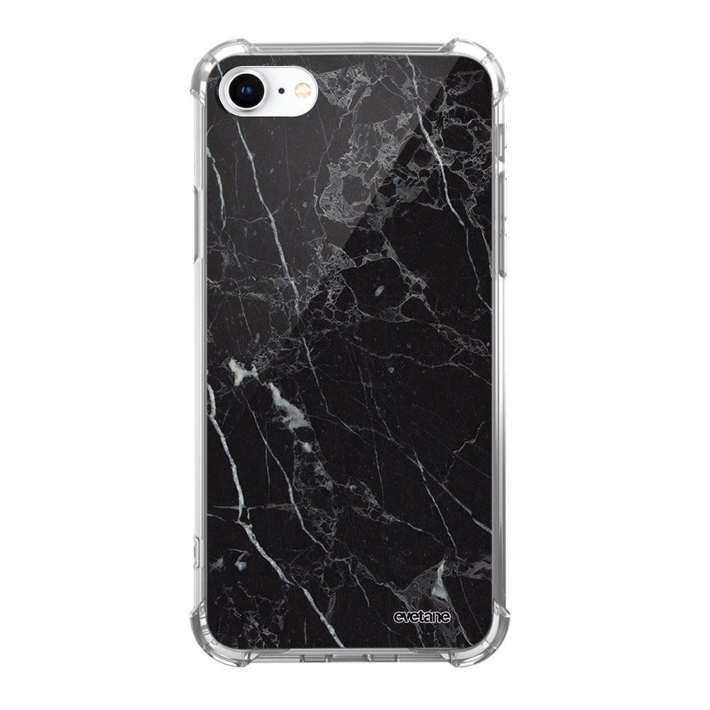 Evetane - Coque iPhone 7/8/ iPhone SE 2020 anti-choc souple avec angles renforcés transparente Marbre noir Evetane - Coque, étui smartphone