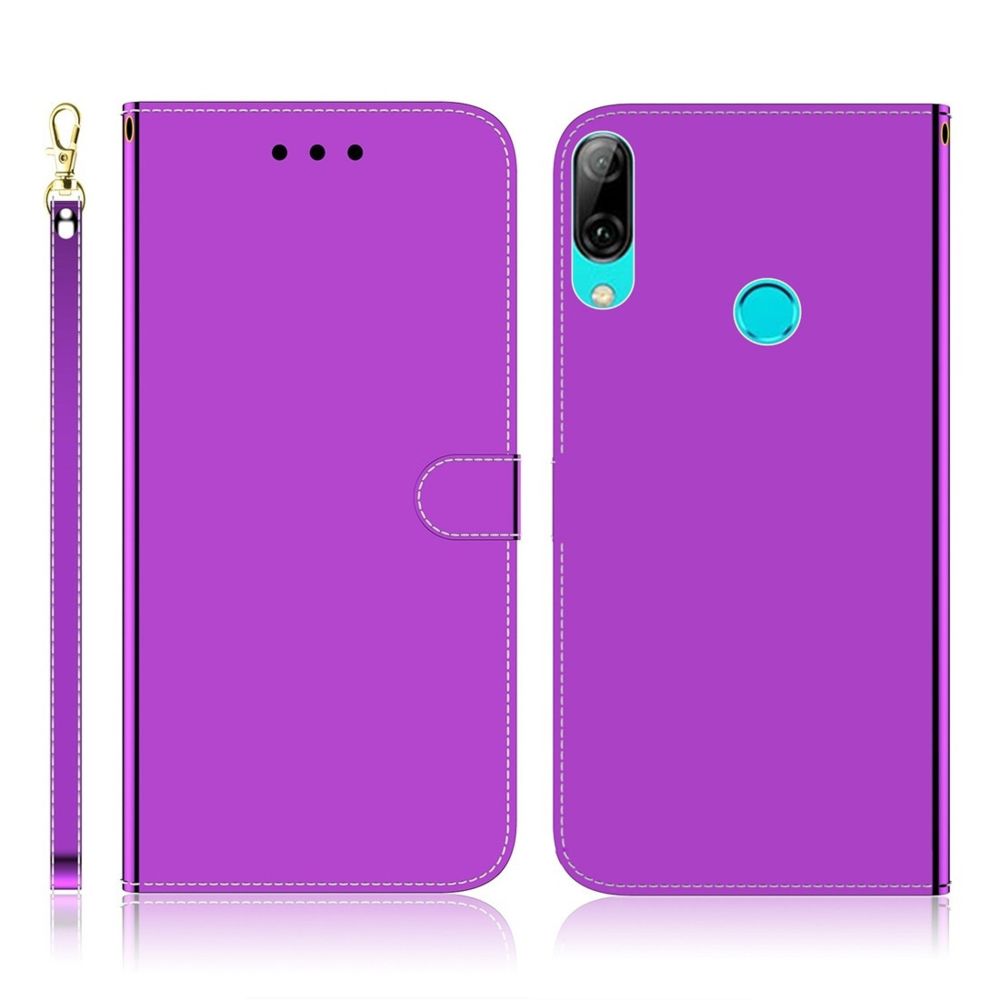 Wewoo - Housse Coque Pour Huawei P Smart 2019 Étui en cuir à rabat horizontal imitation surface miroir avec support et fentes cartes et portefeuille et lanière violet - Coque, étui smartphone