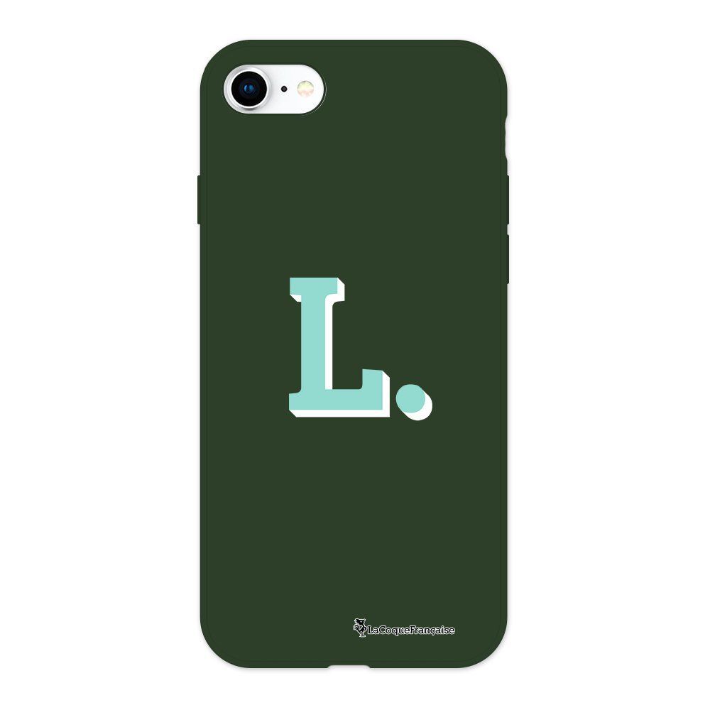 La Coque Francaise - Coque iPhone 7/8 Silicone Liquide Douce vert kaki Initiale L Ecriture Tendance et Design La Coque Francaise - Coque, étui smartphone