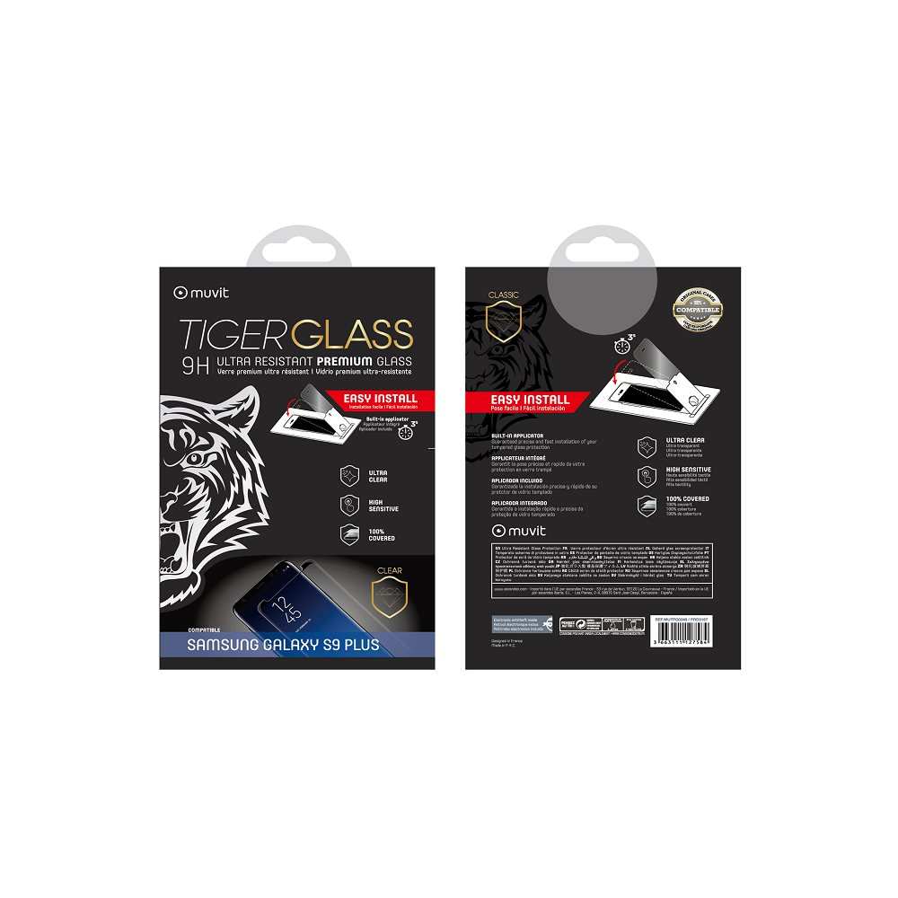 Muvit - Tiger Glass verre trempé incurve + applicateur pour Samsung Galaxy S9+ - Autres accessoires smartphone