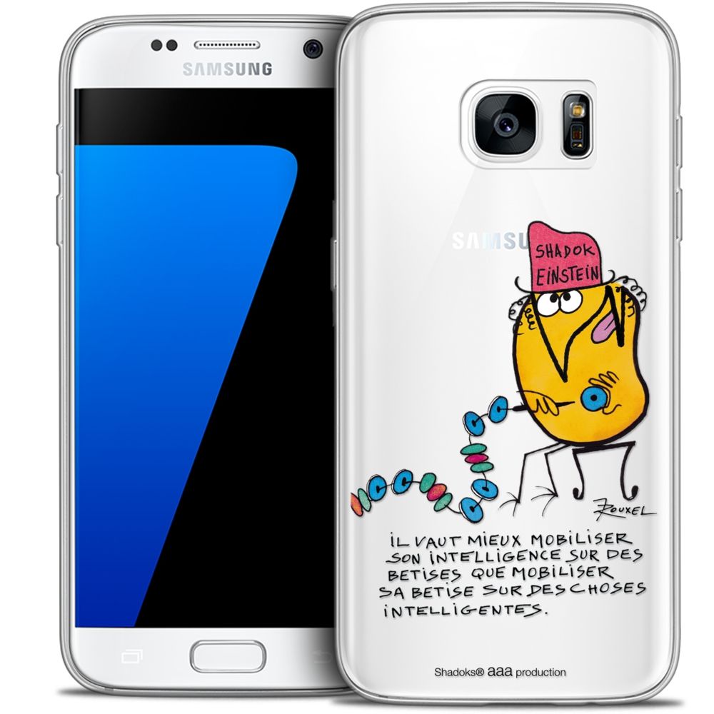 Caseink - Coque Housse Etui Samsung Galaxy S7 [Crystal HD Collection Les Shadoks ? Design Einstein - Rigide - Ultra Fin - Imprimé en France] - Coque, étui smartphone