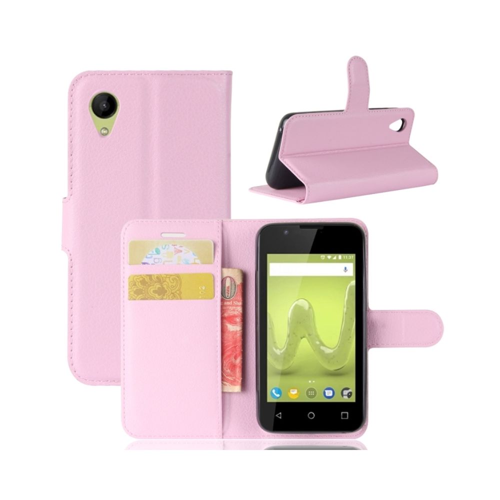 Wewoo - Coque rose pour Wiko SUNNY2 Litchi Texture avec Support et Fentes Etui à Rabat Horizontal Cartes Portefeuille - Coque, étui smartphone
