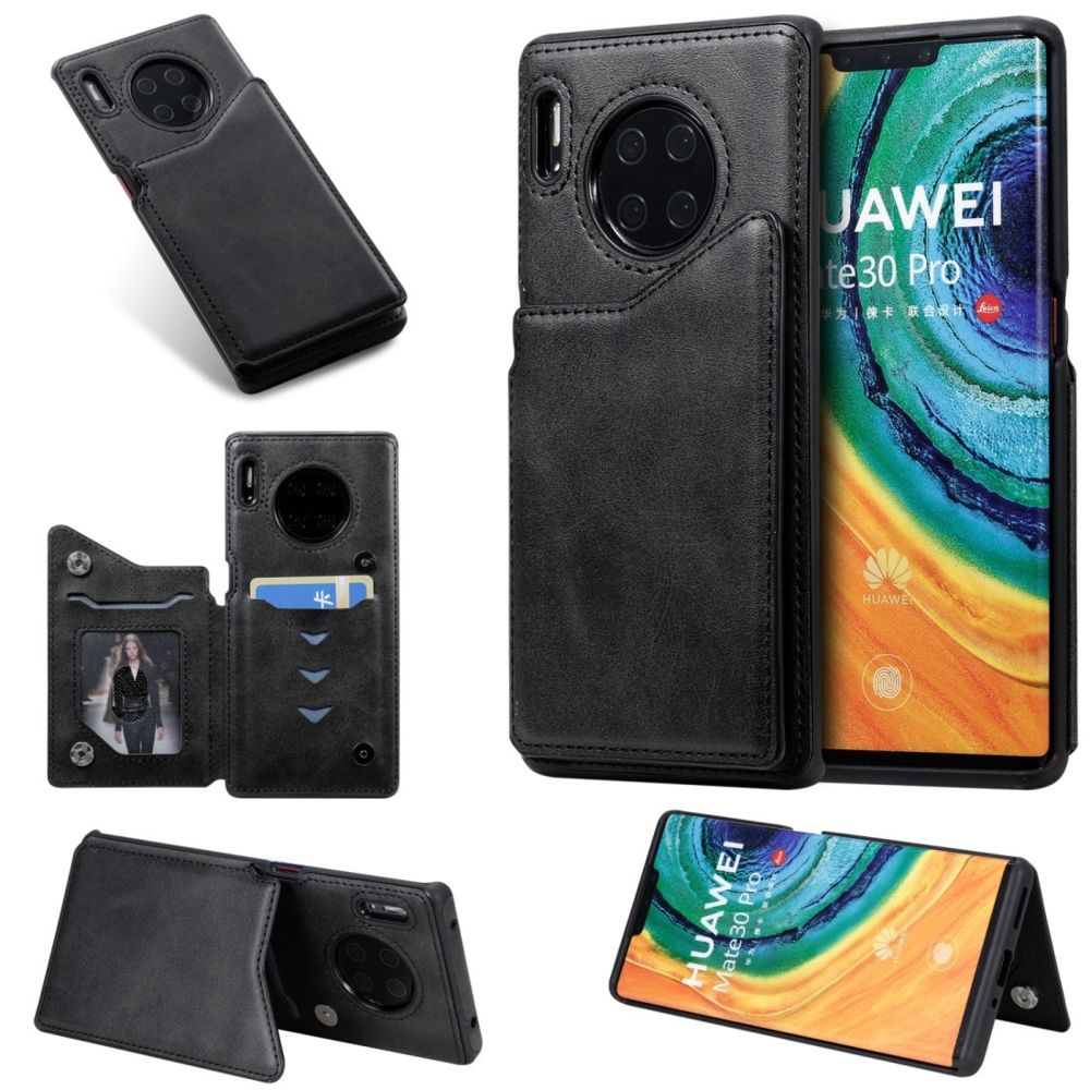 Wewoo - Housse Étui Coque Pour Huawei Mate30 Pro Solid Color Calf Texture Antichoc de protection avec fentes cartes et cadre photo noir - Coque, étui smartphone