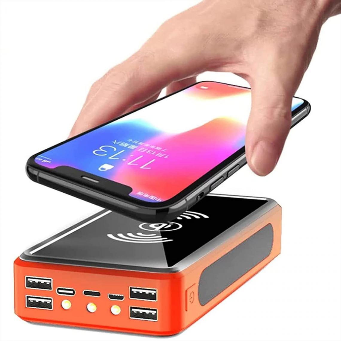 Chrono - Chargeur Solaire 50000Mah Batterie Externe Solaire sans Fil Batterie De Secours Externe(Orange) - Chargeur secteur téléphone