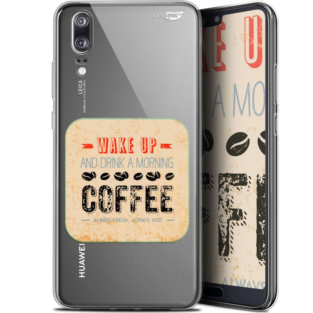 Caseink - Coque arrière Huawei P20 (5.8 ) Gel HD [ Nouvelle Collection - Souple - Antichoc - Imprimé en France] Wake Up With Coffee - Coque, étui smartphone