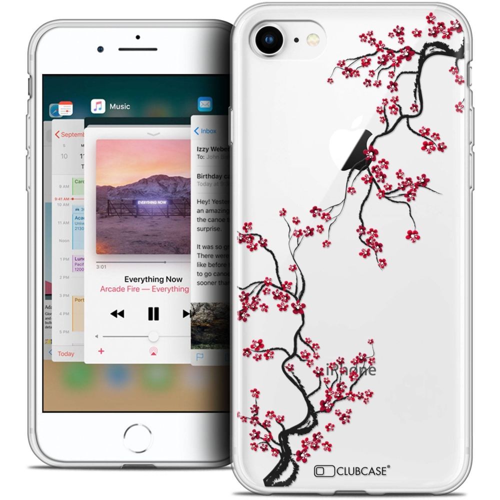 Caseink - Coque Housse Etui Apple iPhone 8 (4.7 ) [Crystal Gel HD Collection Summer Design Sakura - Souple - Ultra Fin - Imprimé en France] - Coque, étui smartphone