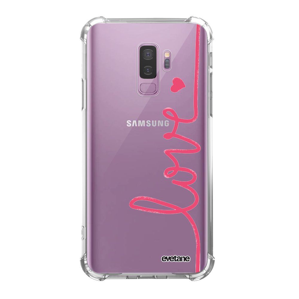 Evetane - Coque Samsung Galaxy S9 Plus anti-choc souple avec angles renforcés transparente Love Evetane - Coque, étui smartphone