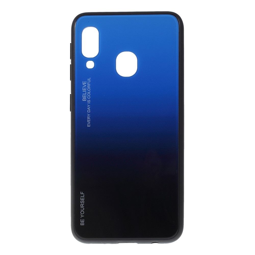 marque generique - Coque en TPU verre hybride dégradé bleu/noir pour votre Samsung Galaxy A20e - Coque, étui smartphone