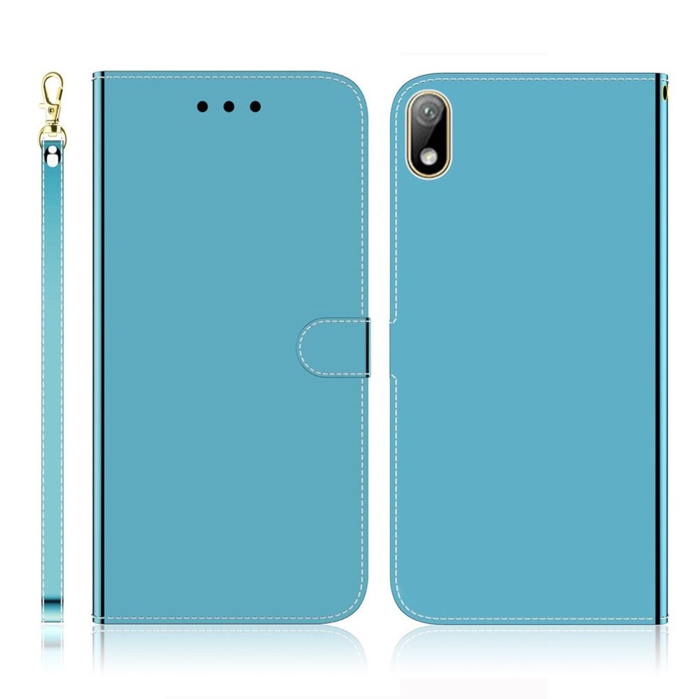 Wewoo - Housse Coque Pour Huawei Y5 2019 / Honor 8s Imité miroir Surface horizontale Flip étui en cuir avec support et fentes cartes et portefeuille et lanière bleu - Coque, étui smartphone