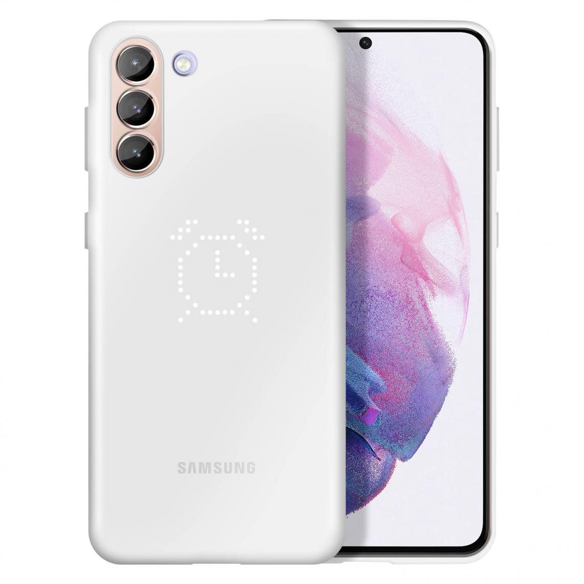 Samsung - Coque Samsung Galaxy S21 Rigide LED Intelligente Compatible QI Original blanc - Coque, étui smartphone