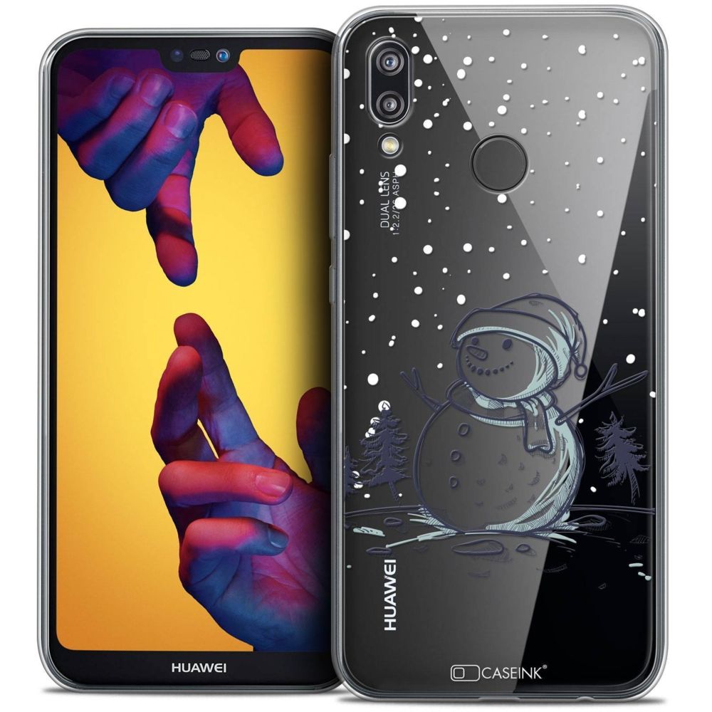 Caseink - Coque Housse Etui Huawei P20 LITE (5.84 ) [Crystal Gel HD Collection Noël 2017 Design Bonhomme de Neige - Souple - Ultra Fin - Imprimé en France] - Coque, étui smartphone