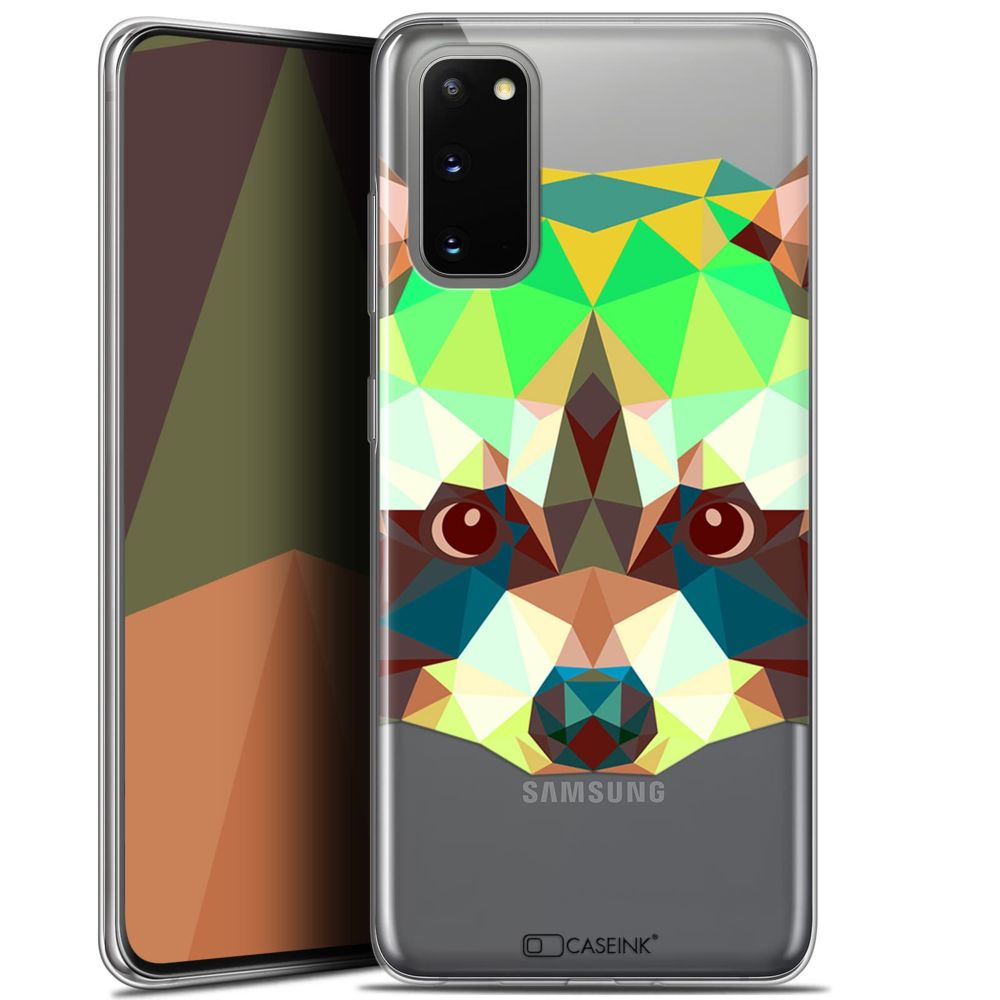 Caseink - Coque Pour Samsung Galaxy S20 (6.2 ) [Gel HD Collection Polygon Animals Design Raton Laveur - Souple - Ultra Fin - Imprimé en France] - Coque, étui smartphone