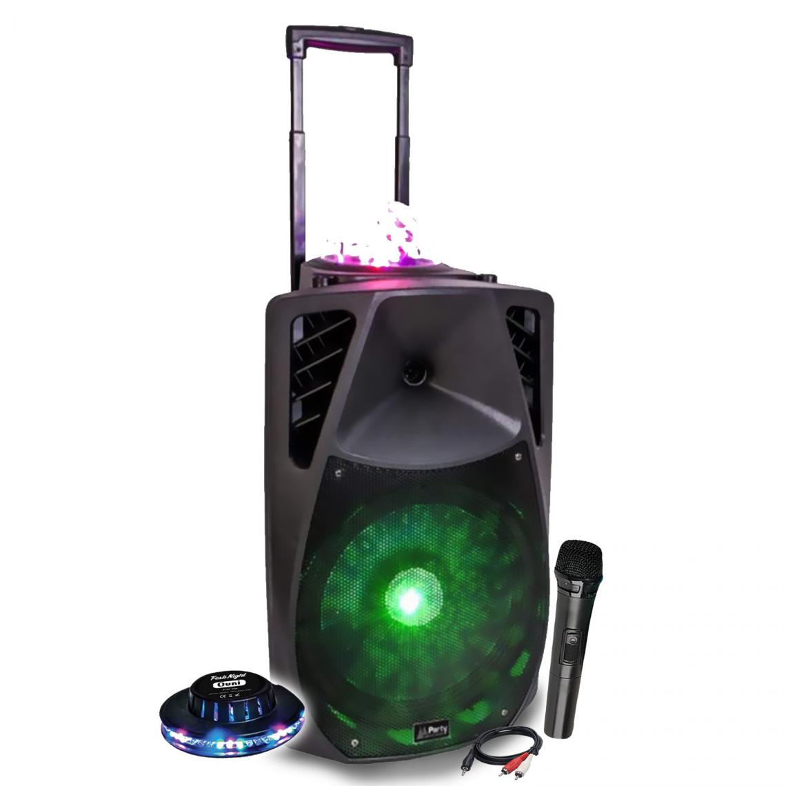 Party Sound - ENCEINTE SONO BAFLE de 800W à LEDs RVB + Dôme PARTY LED ATSRO portable 38cm USB Bluetooth Micro + Effet OVNI - Packs sonorisation