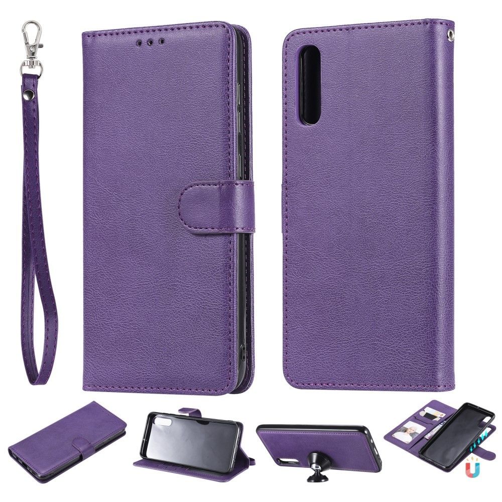 marque generique - Etui en PU support magnétique détachable 2 en 1 violet pour votre Samsung Galaxy A70 - Coque, étui smartphone