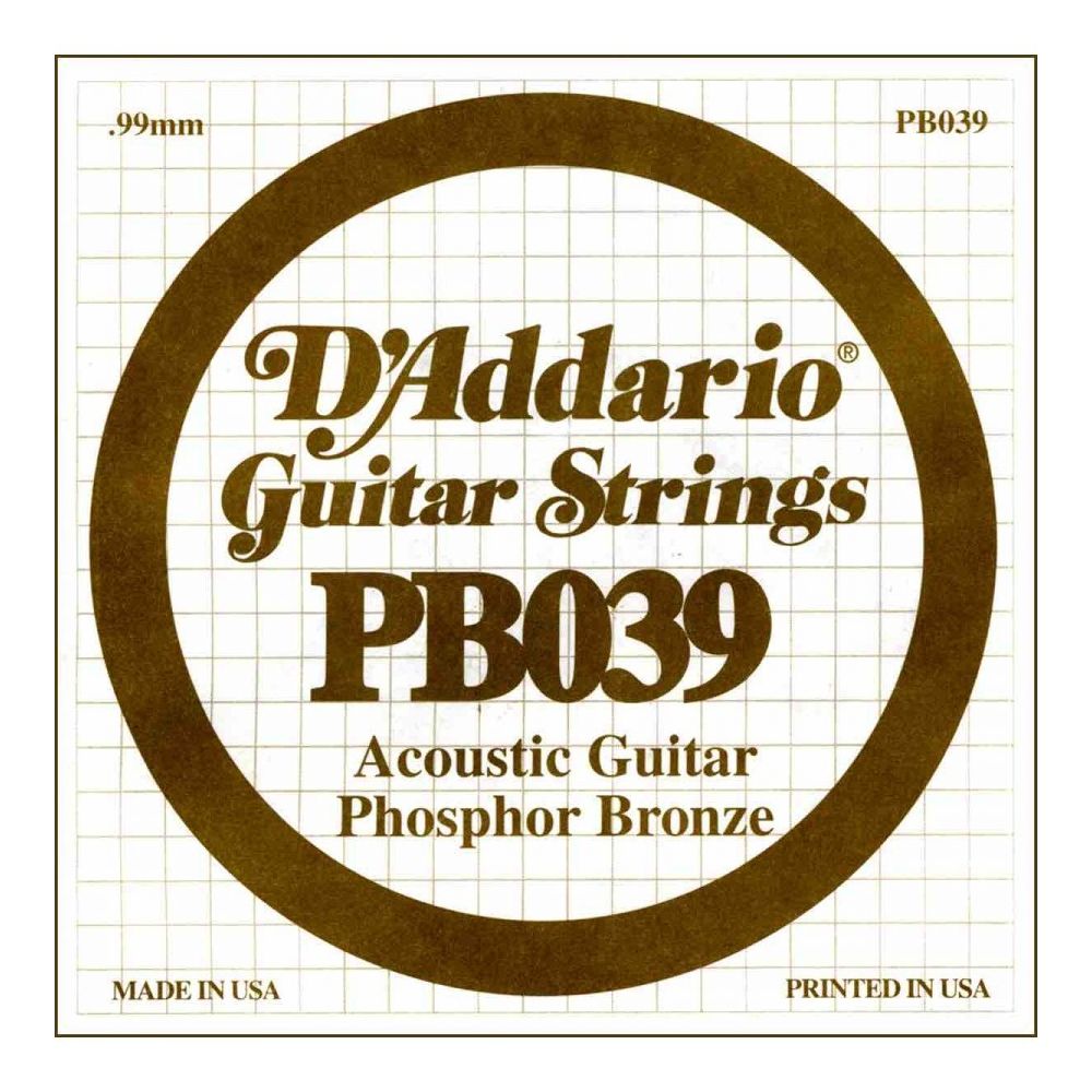 D'Addario - Corde au détail Guitare acoustique D'Addario Filée Phosphore Bronze 039 - PB039 - Accessoires instruments à cordes