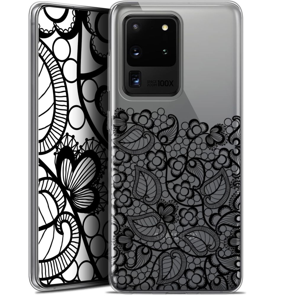 Caseink - Coque Pour Samsung Galaxy S20 Ultra (6.9 ) [Gel HD Collection Spring Design Bas dentelle Noir - Souple - Ultra Fin - Imprimé en France] - Coque, étui smartphone