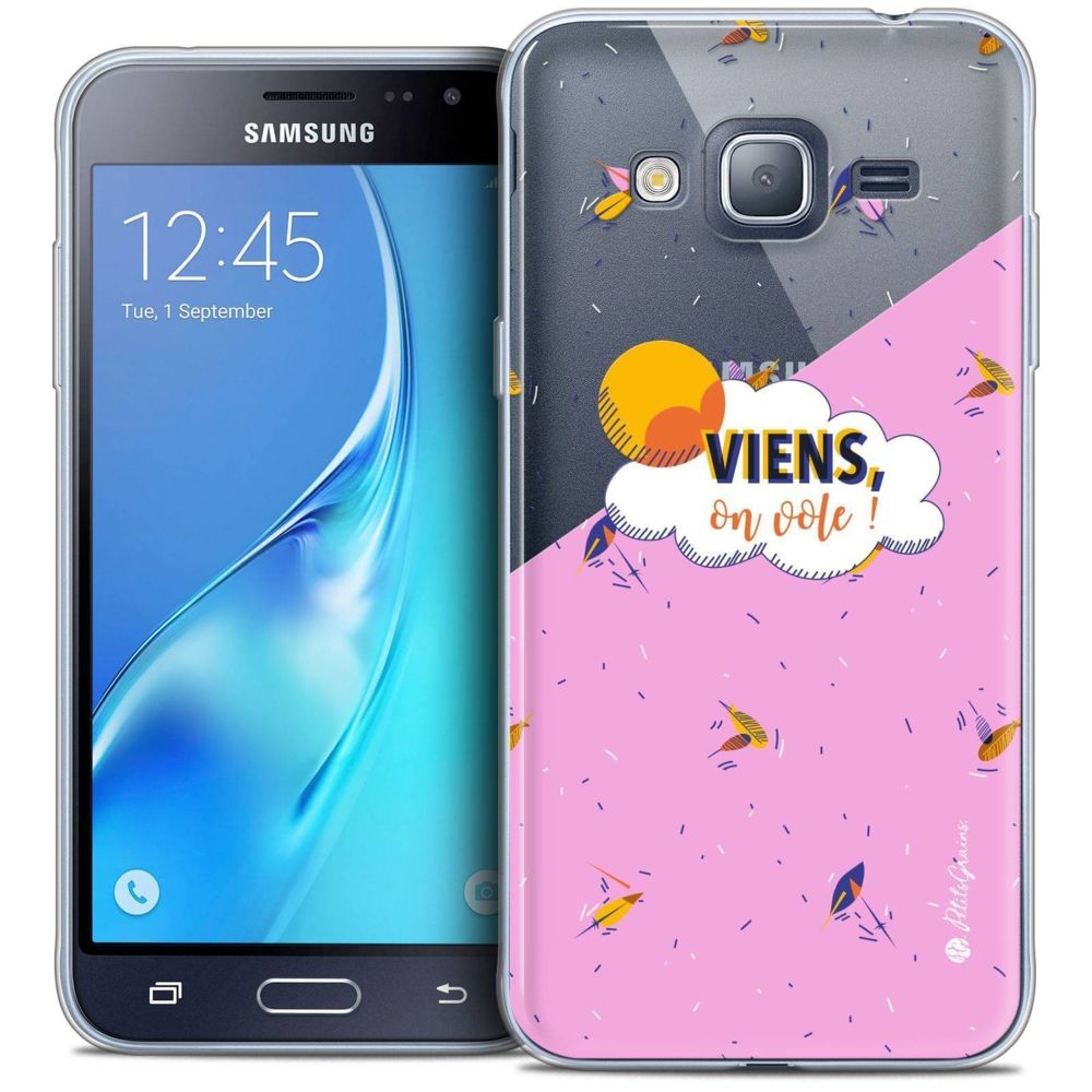 Caseink - Coque Housse Etui Samsung Galaxy J3 2016 (J320) [Crystal HD Collection Petits Grains ? Design VIENS, On Vole ! - Rigide - Ultra Fin - Imprimé en France] - Coque, étui smartphone