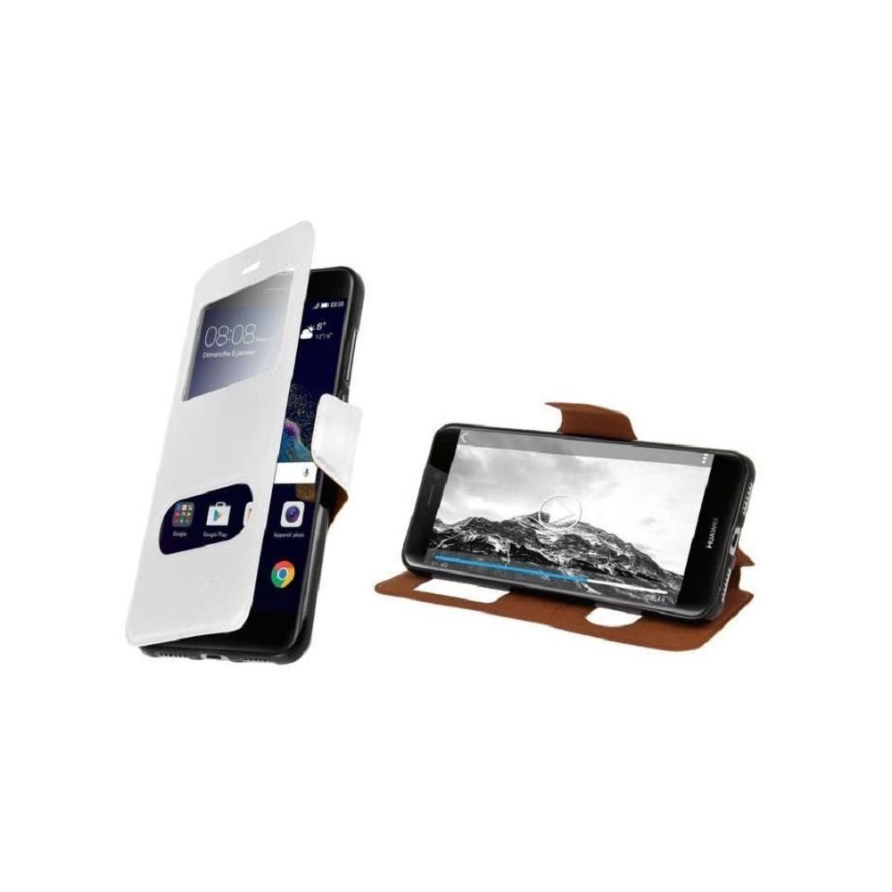 marque generique - Housse Clapet Folio Fenetre Blanc Interieur Silicone pour Huawei P10 - Coque, étui smartphone