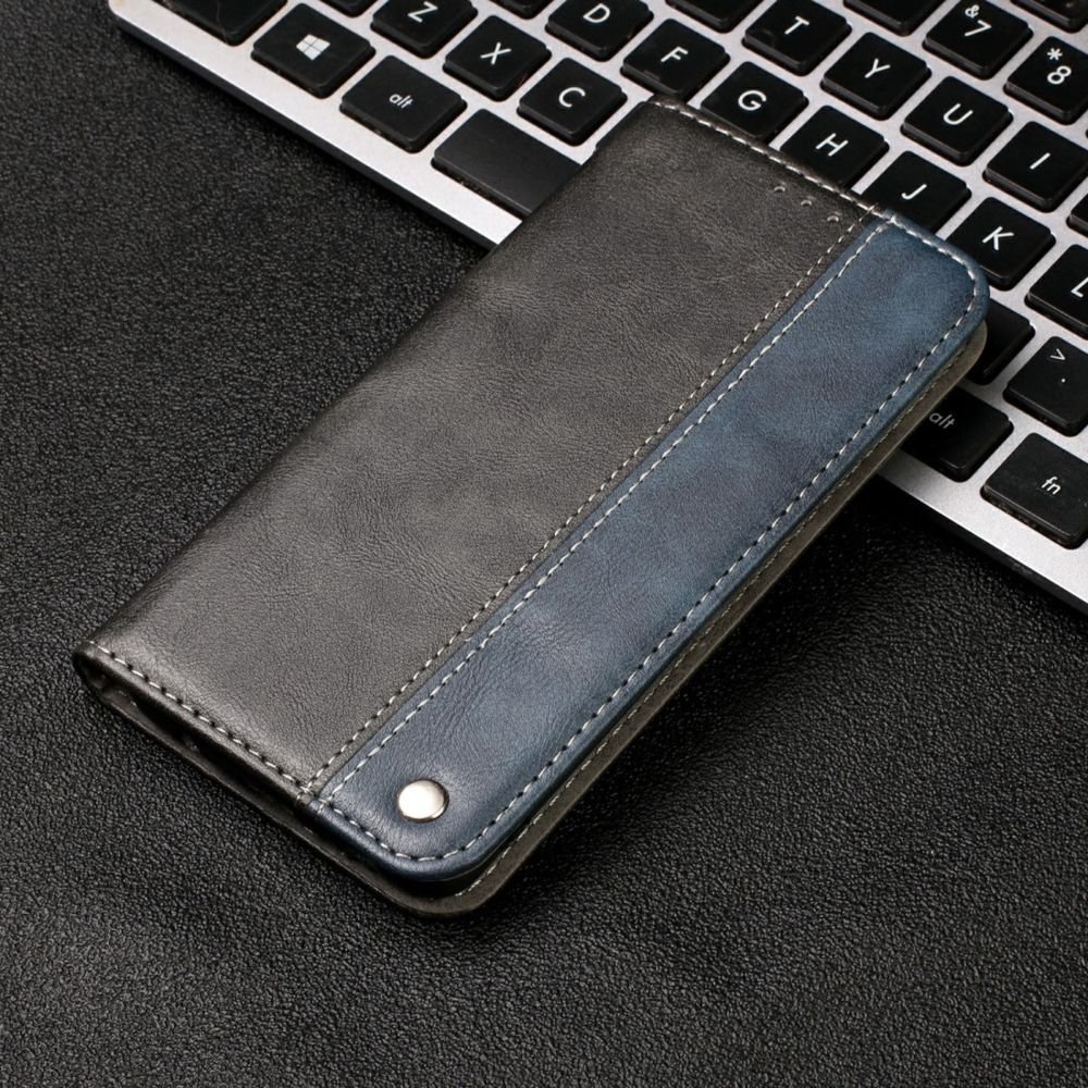 Wewoo - Housse Coque Étui à rabat horizontal en cuir à coutures horizontales pour Galaxy S8avec porte-cartes et porte-cartesportefeuille et lanière bleu - Coque, étui smartphone