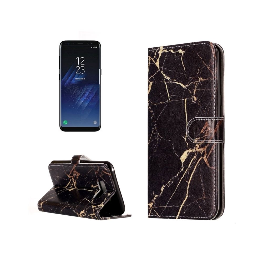 Wewoo - Housse Étui noir pour Samsung Galaxy S8 Or Marbre Motif Horizontal de protection en cuir Flip avec support et Slots de cartes Portefeuille - Coque, étui smartphone