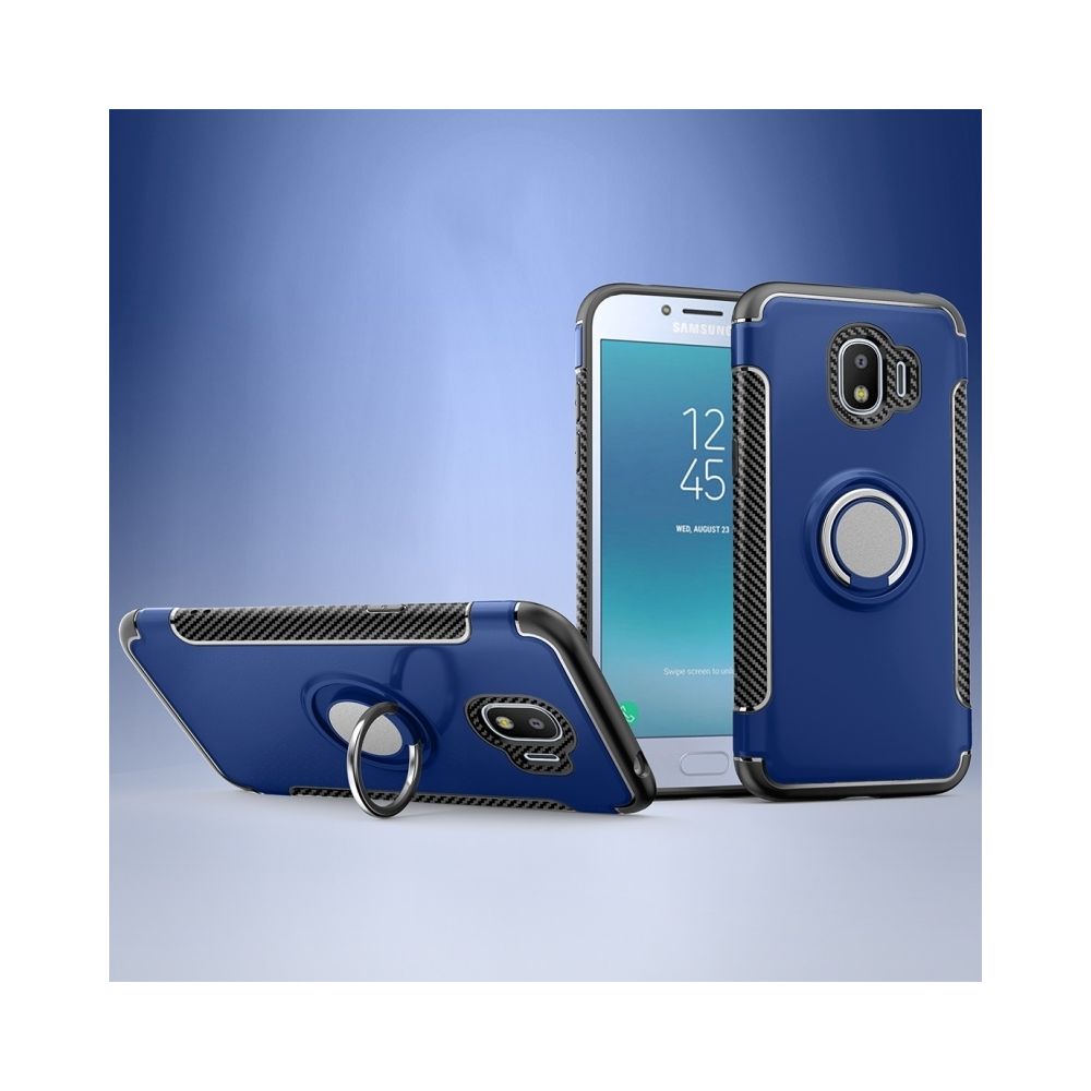 Wewoo - Coque Étui de protection magnétique à 360 degrés avec anneau de rotation pour Galaxy J2 Pro 2018 bleu - Coque, étui smartphone