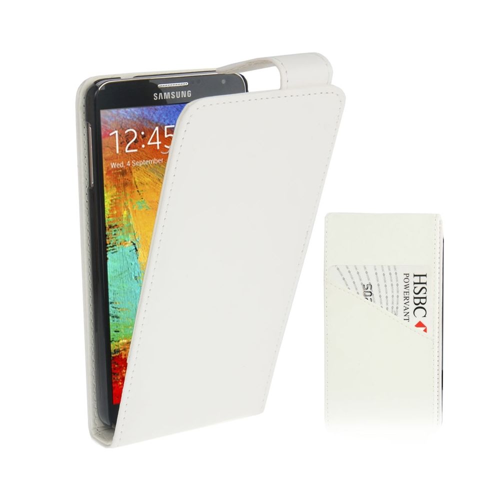 Wewoo - Housse Étui blanc pour Samsung Galaxy Note III / N9000 carte de crédit en cuir à rabat vertical avec fente - Coque, étui smartphone