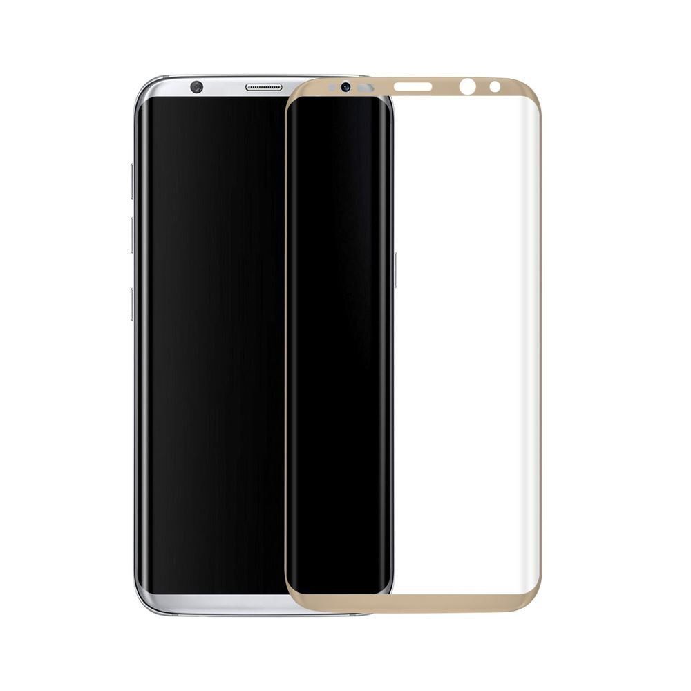 Alpexe - Samsung Galaxy S8+ Film en Verre Trempé,3D Incurvé Or Doré Couverture complète Glass Screen Protector - Coque, étui smartphone