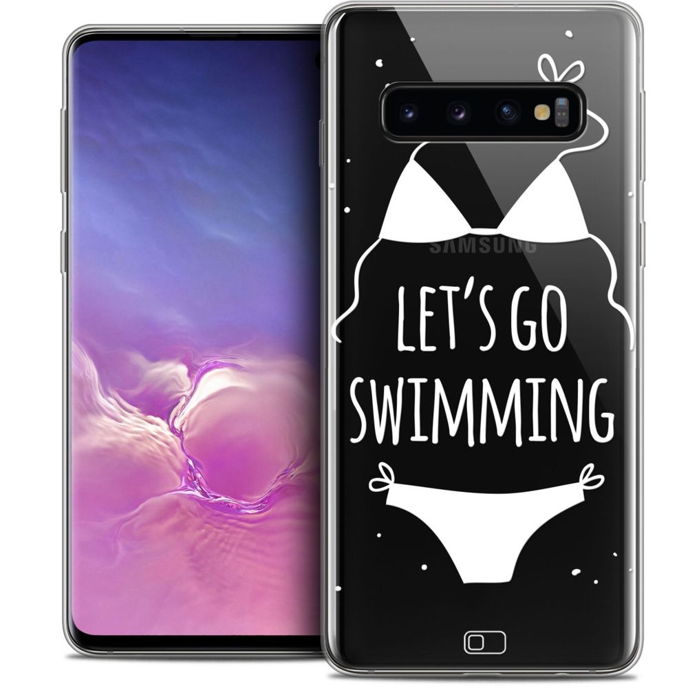 Caseink - Coque Housse Etui Pour Samsung Galaxy S10 (6.1 ) [Crystal Gel HD Collection Summer Design Let's Go Swim - Souple - Ultra Fin - Imprimé en France] - Coque, étui smartphone