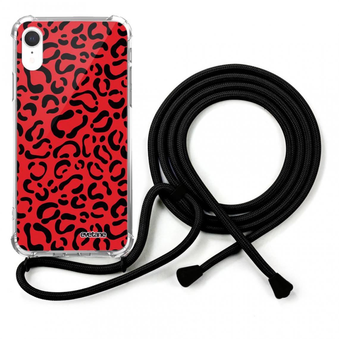 Evetane - Coque iPhone Xr coque avec cordon transparente Léopard Rouge - Coque, étui smartphone