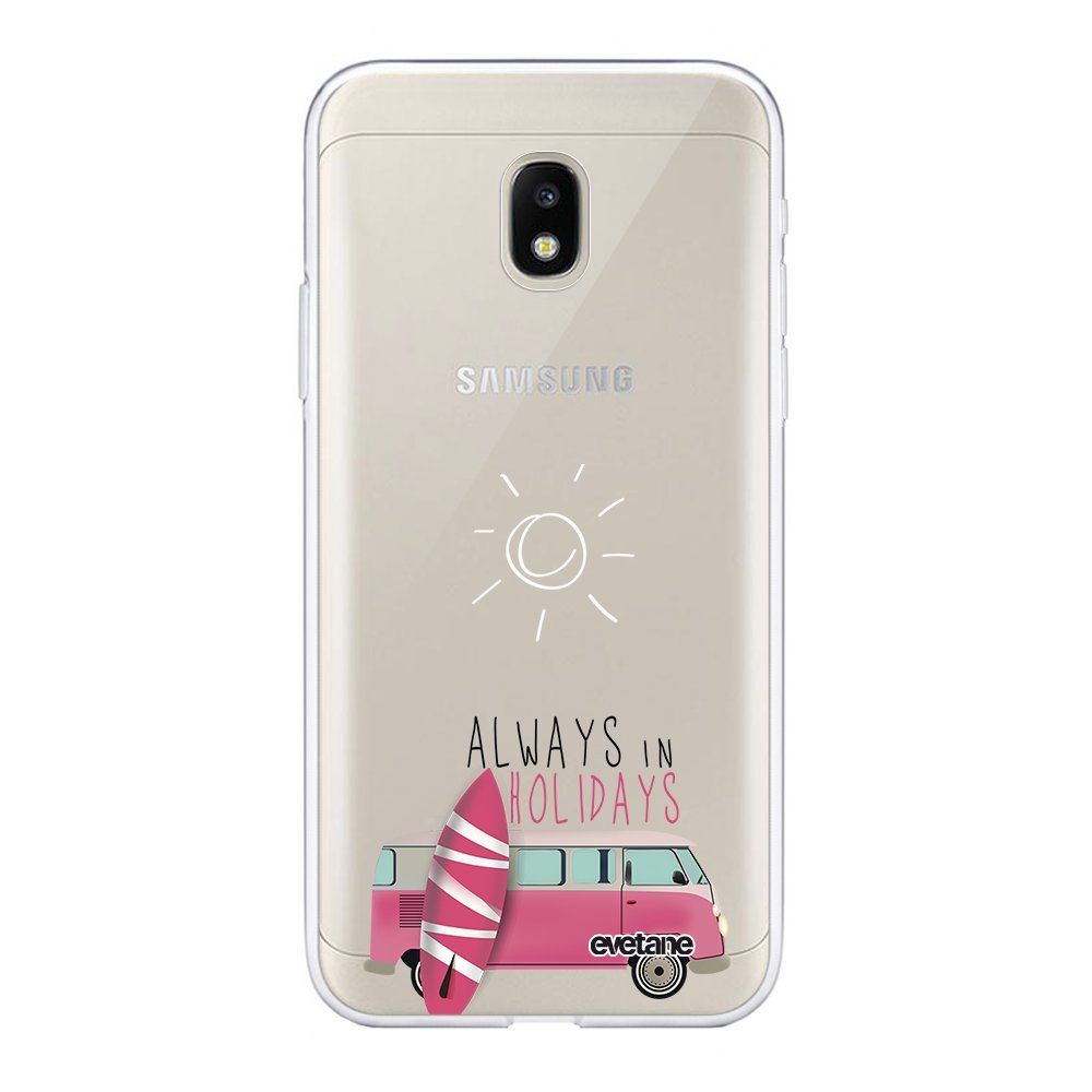 Evetane - Coque Samsung Galaxy J3 2017 souple transparente Always in holidays Motif Ecriture Tendance Evetane. - Coque, étui smartphone