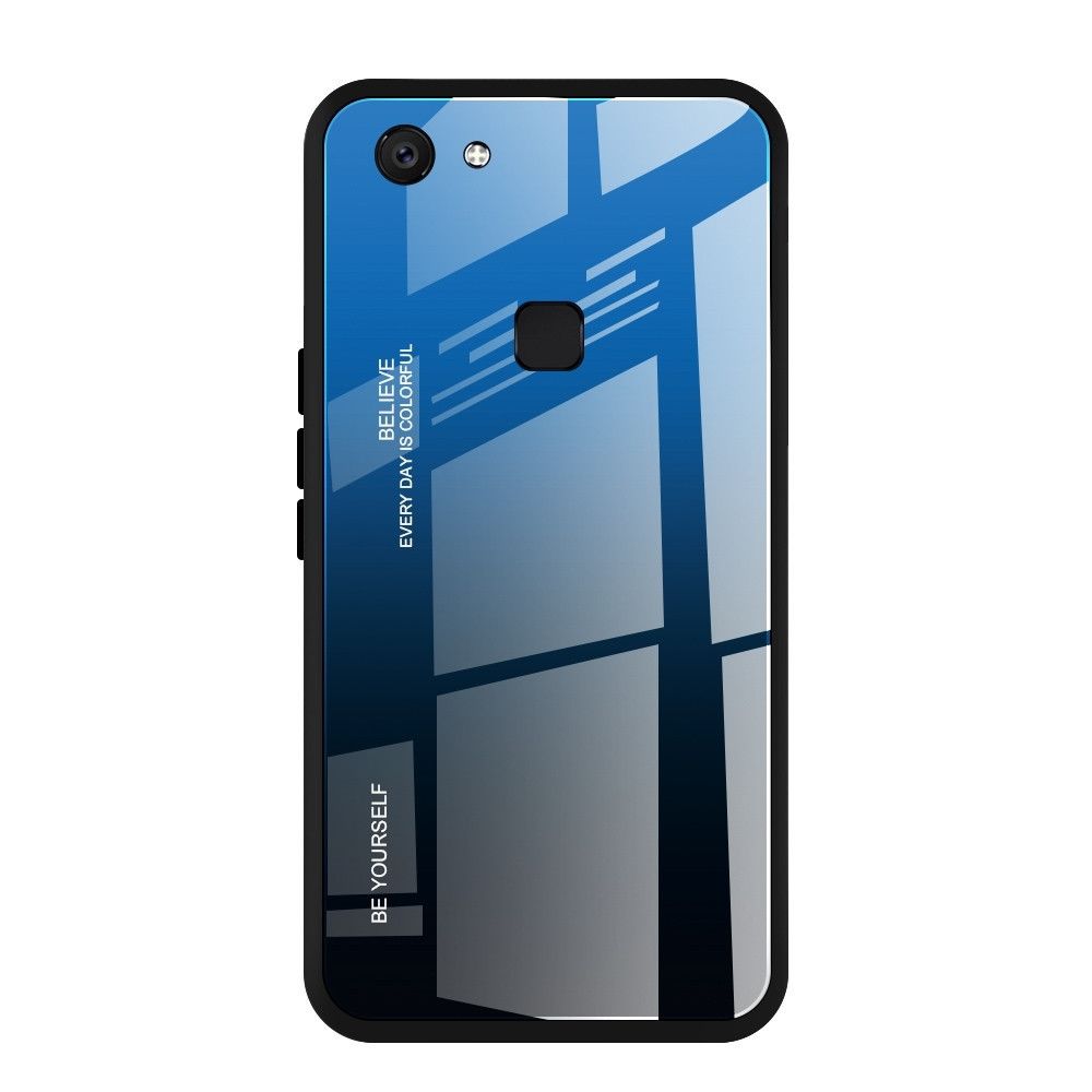 Wewoo - Coque Pour Vivo V7 Gradient Color Glass Case Bleu - Coque, étui smartphone