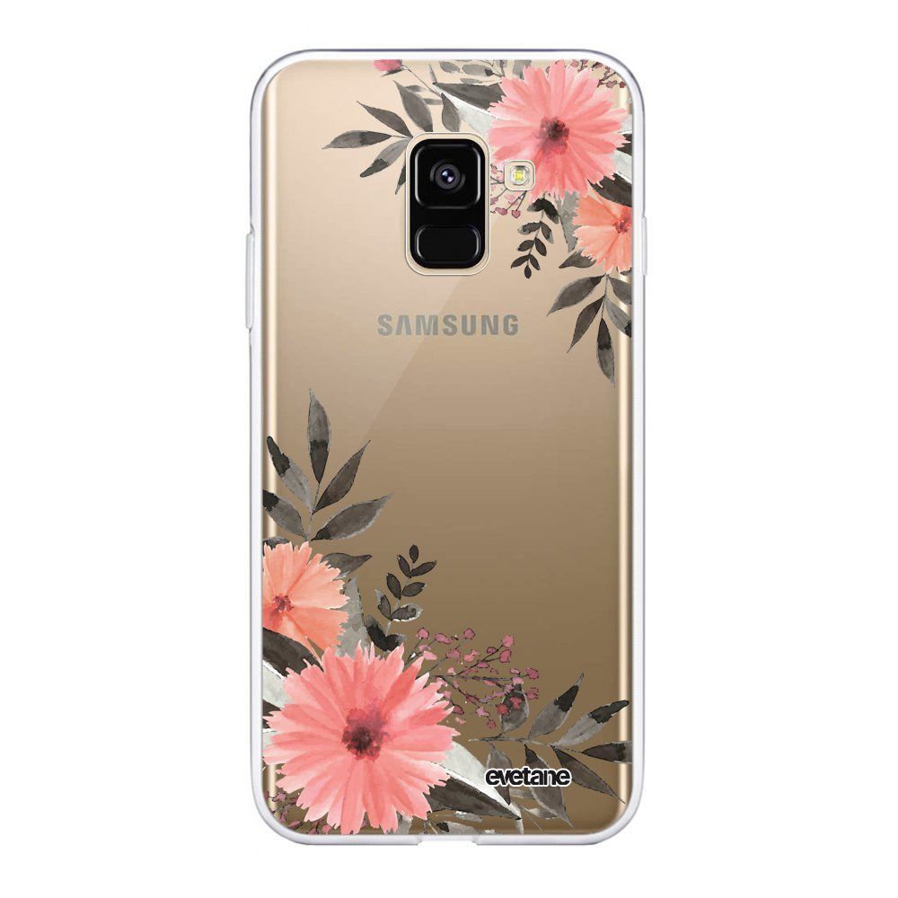 Evetane - Coque Samsung Galaxy A8 2018 souple Fleurs roses Motif Ecriture Tendance Evetane. - Coque, étui smartphone