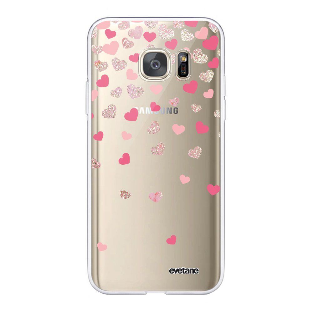 Evetane - Coque Samsung Galaxy S7 souple transparente Coeurs en confettis Motif Ecriture Tendance Evetane - Coque, étui smartphone