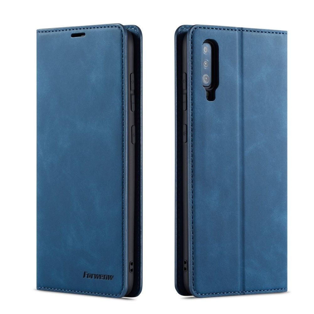 marque generique - Etui en PU auto-absorbé avec support bleu pour Samsung Galaxy A70 - Coque, étui smartphone