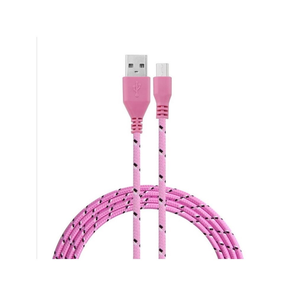 Shot - Cable Tresse Type C pour LeEco Le Max 2 3m Chargeur USB Reversible Connecteur Tissu Tisse Nylon (ROSE PALE) - Chargeur secteur téléphone