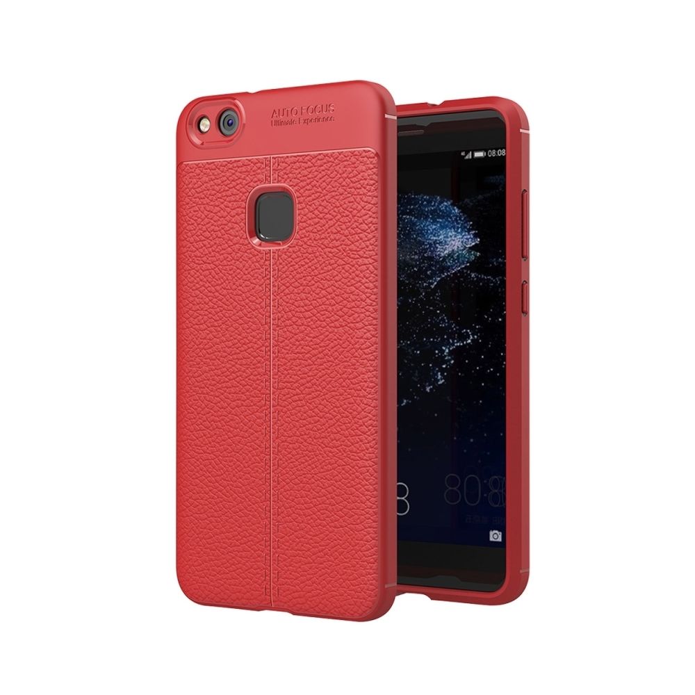 Wewoo - Coque rouge pour Huawei P10 Lite Litchi Texture TPU étui de protection arrière - Coque, étui smartphone