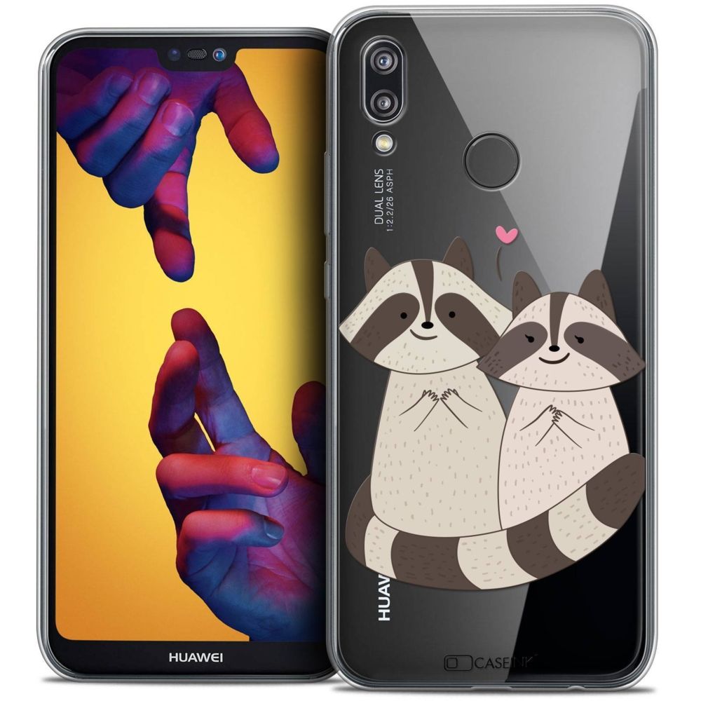 Caseink - Coque Housse Etui Huawei P20 LITE (5.84 ) [Crystal Gel HD Collection Sweetie Design Racoon Love - Souple - Ultra Fin - Imprimé en France] - Coque, étui smartphone