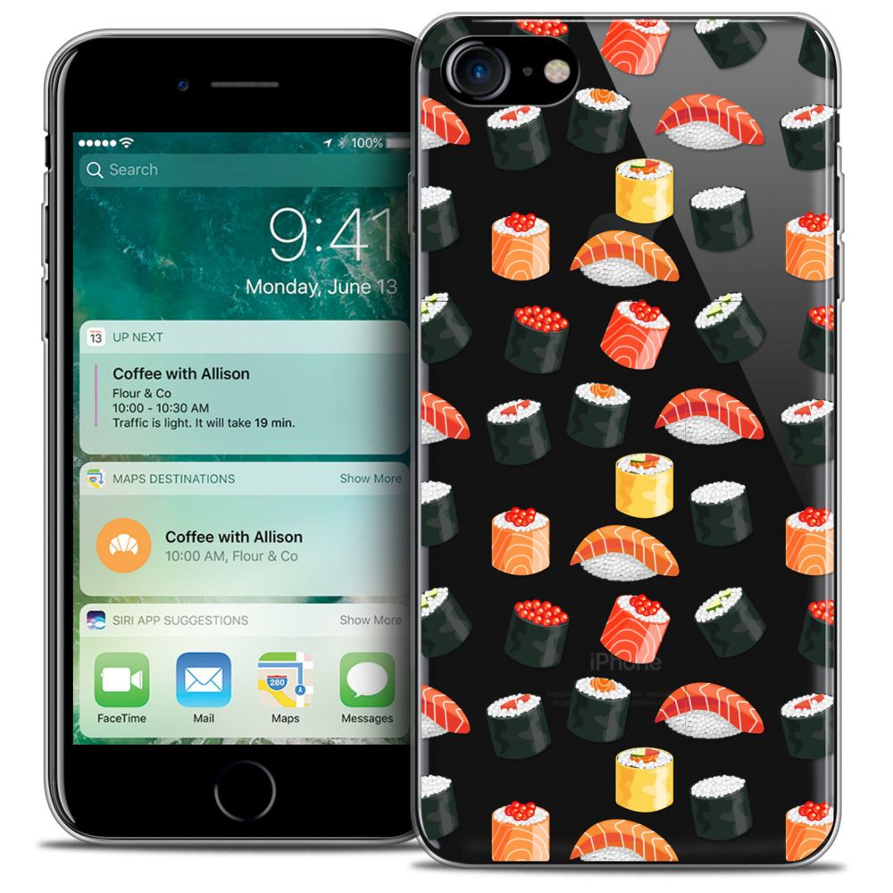 Caseink - Coque Housse Etui Apple iPhone 7 (4.7 ) [Crystal Gel HD Collection Foodie Design Sushi - Souple - Ultra Fin - Imprimé en France] - Coque, étui smartphone