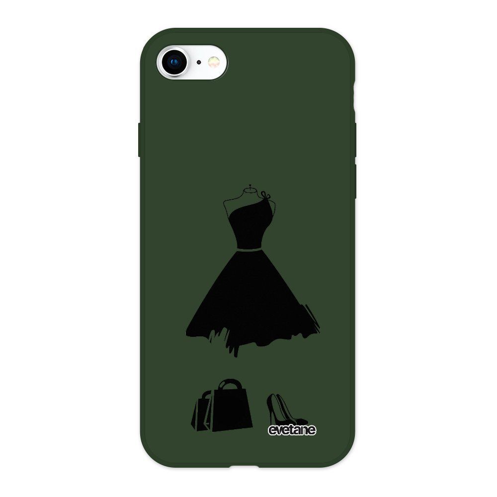 Evetane - Coque iPhone 7/8/ iPhone SE 2020 Silicone Liquide Douce vert kaki My little black dress Ecriture Tendance et Design Evetane - Coque, étui smartphone