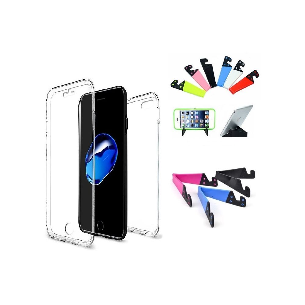 marque generique - Coque Silicone Intégrale transparente Iphone 5 5S 5SE - Support Offert - Coque, étui smartphone