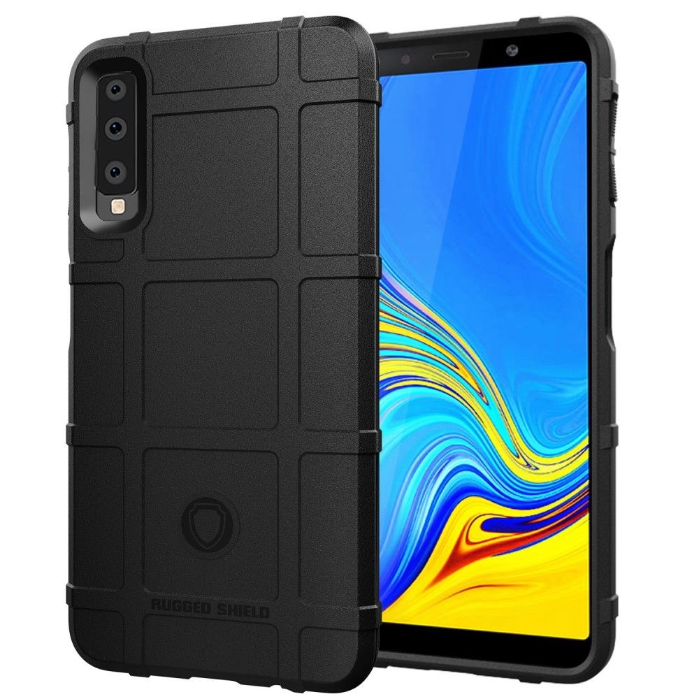marque generique - Coque en TPU grille carrée anti-choc douce noir pour votre Samsung Galaxy A7 (2018) - Autres accessoires smartphone